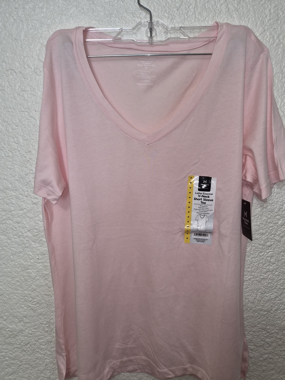 Light Pink V-Neck Short Sleeve Tee - Ladies
